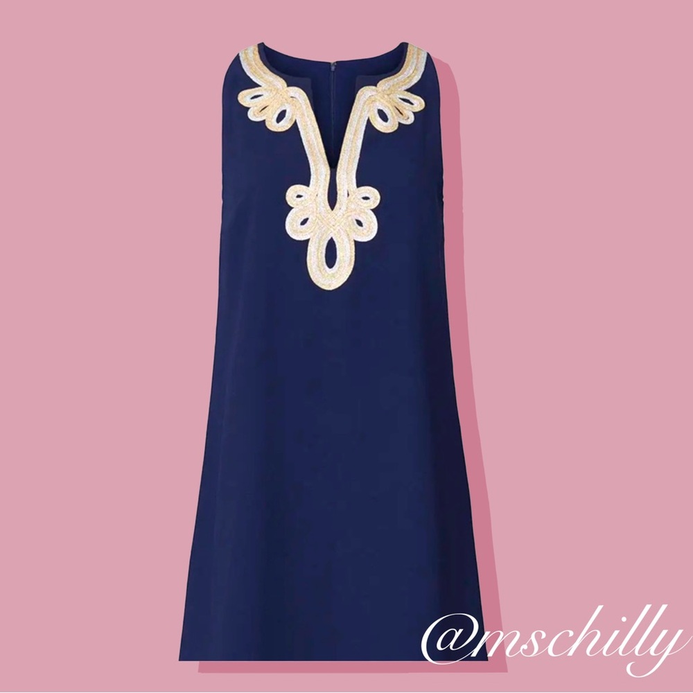 NWT Lilly Pulitzer Cherlyn Soft Shift Dress Navy Blue 0
